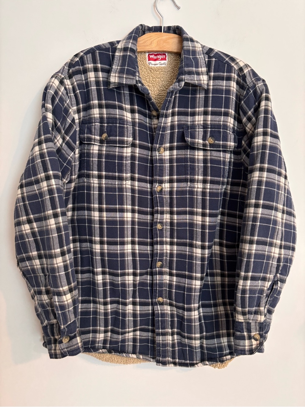 Wrangler Premium Quality Sherpa Lined Plaid Flannel Shacket